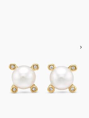 David yurman Pearl Earrings with Diamonds